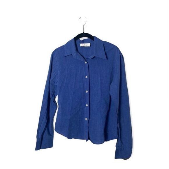 Gemilli Medium Blue Button Down Shirt Made in USA Cotton Blend - Picture 2 of 4